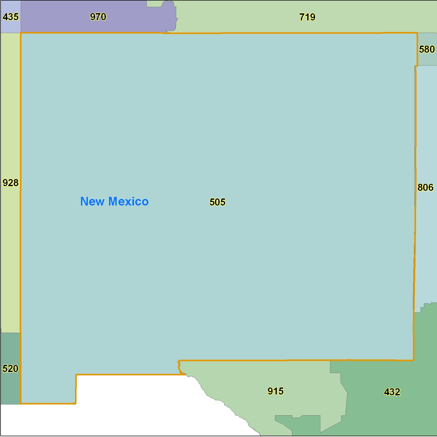 New Mexico (NM) Area Code Map